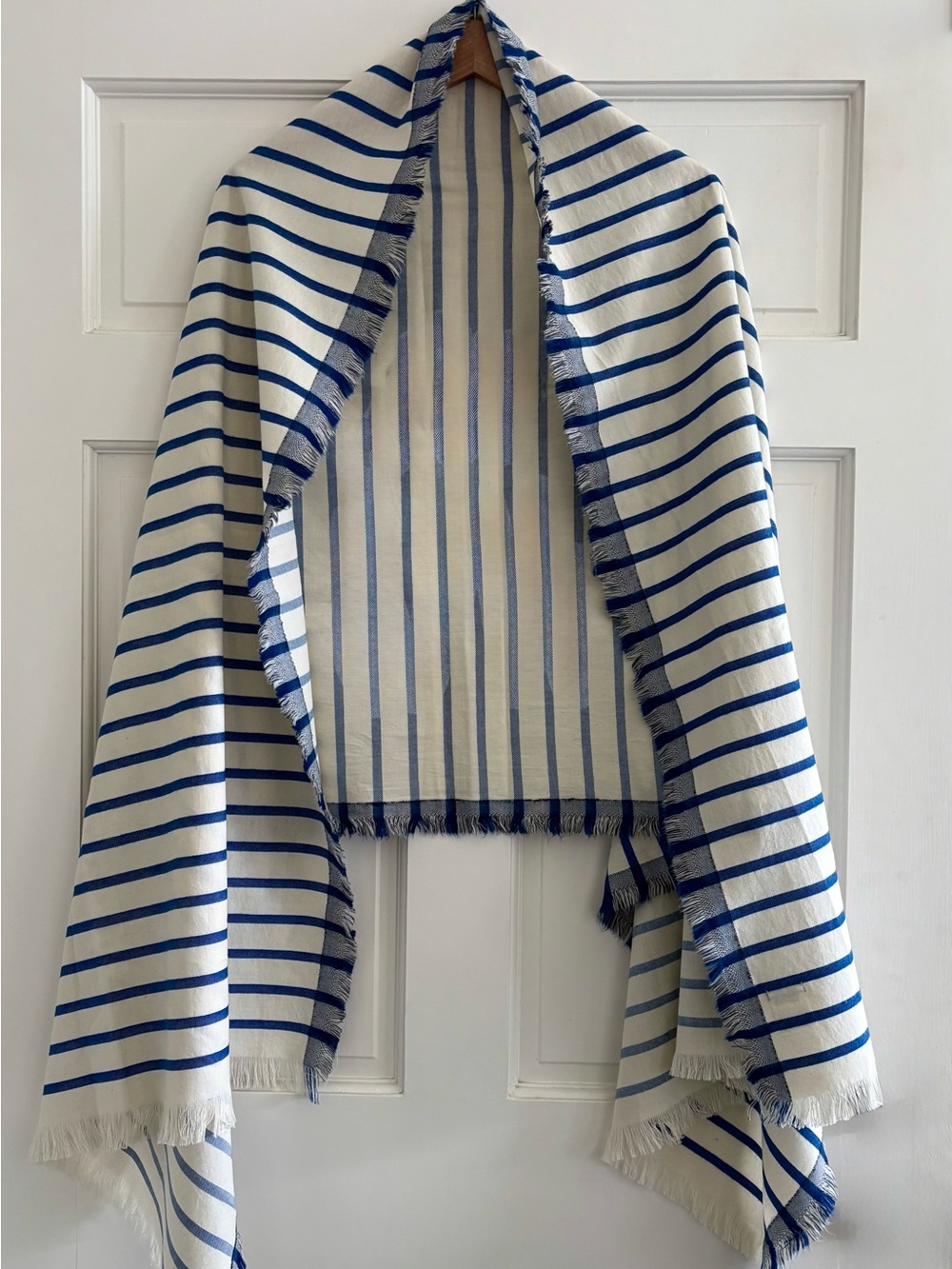 J. Crew Oversize Blue and White Striped Cotton Wrap/Shawl Size OS